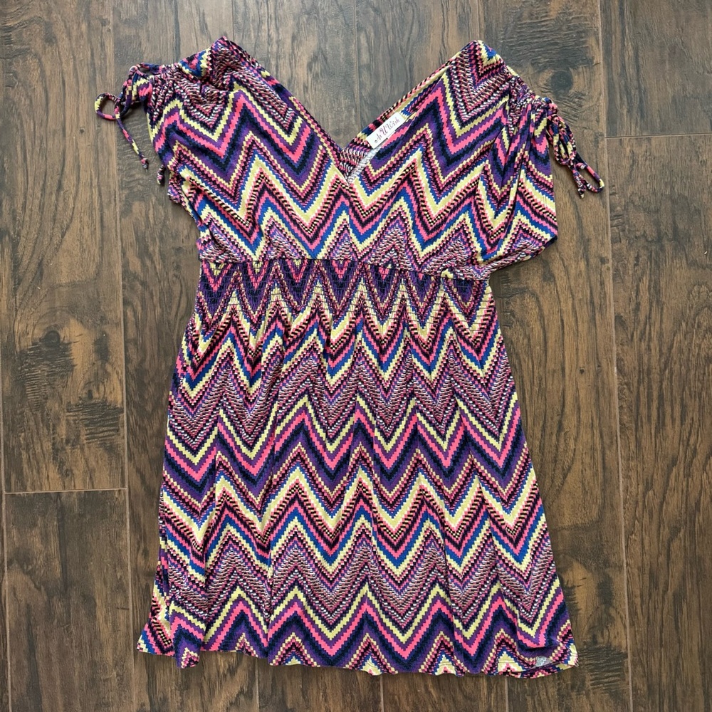 As U Wish Large Multicolored Cold Shoulder Dress